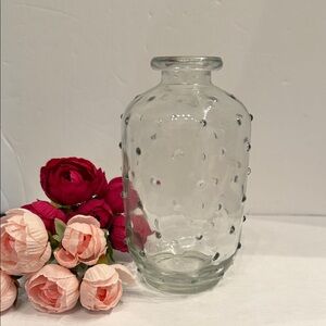 Small dimple clear glass bud vase